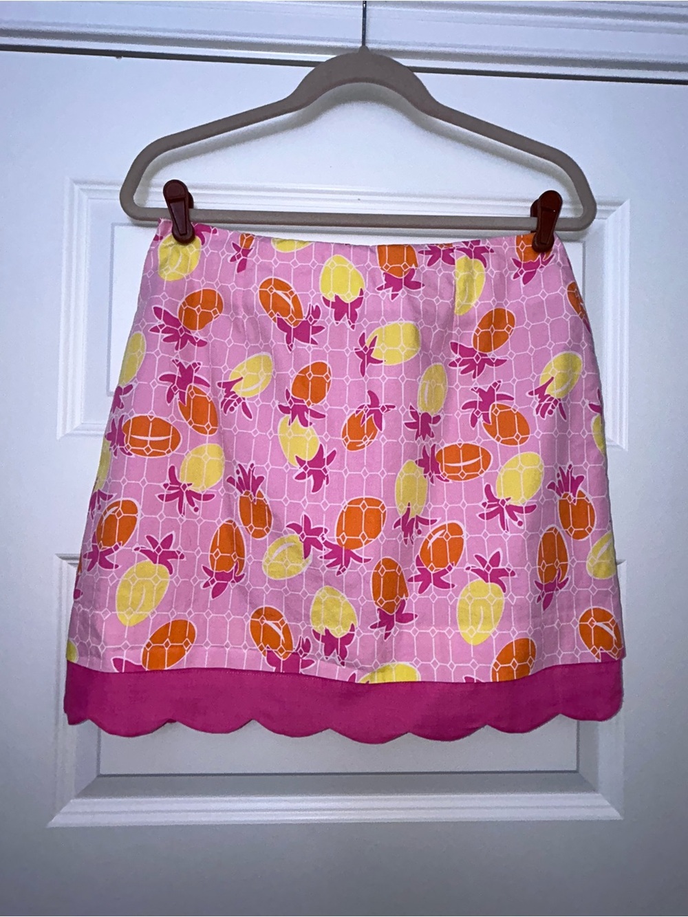 Vintage Lilly Pulitzer “Spanish Tiles” Pineapple Print Scalloped Hem Skirt